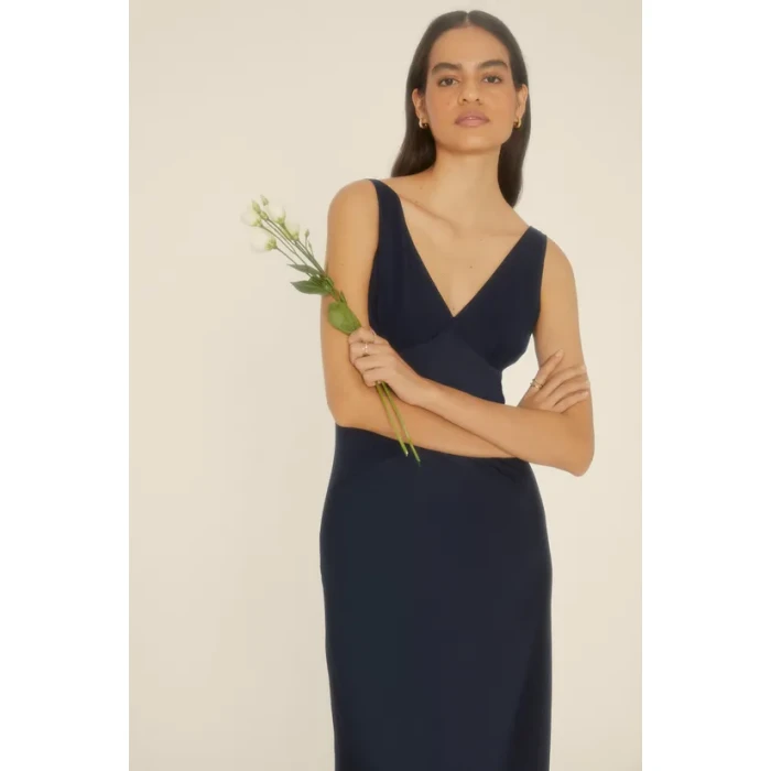Sexy Luxury V-Neckline Sleeveless High Tight Waist Cut Out Solid Color Mature Dress