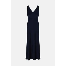 Sexy Luxury V-Neckline Sleeveless High Tight Waist Cut Out Solid Color Mature Dress