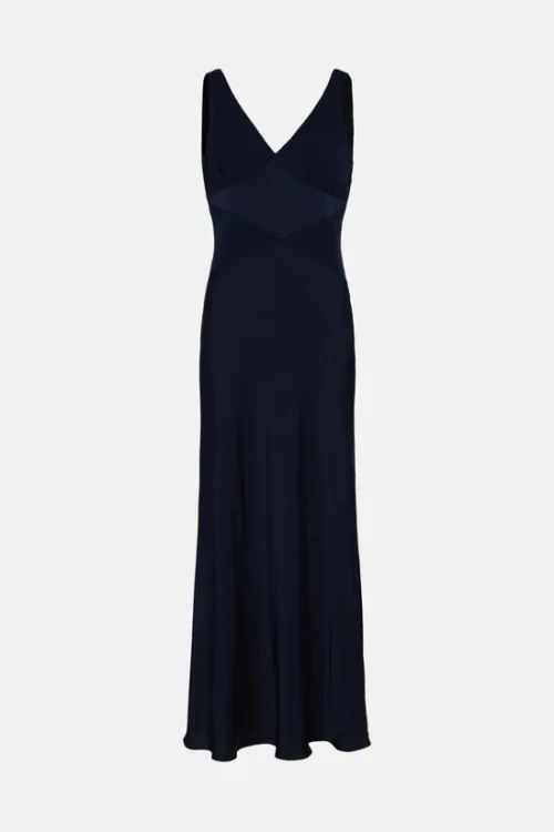 Sexy Luxury V-Neckline Sleeveless High Tight Waist Cut Out Solid Color Mature Dress