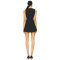 Cool Stylish Unique Square Necked Belted Pleated Midweight Suit Fabric Black Dress