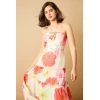 Sweat Elegant Halter-Neckline Sleeveless High Ruffle Tight Waist Floral Print Dress