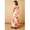 Sweat Elegant Halter-Neckline Sleeveless High Ruffle Tight Waist Floral Print Dress