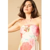 Sweat Elegant Halter-Neckline Sleeveless High Ruffle Tight Waist Floral Print Dress