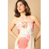 Sweat Elegant Halter-Neckline Sleeveless High Ruffle Tight Waist Floral Print Dress