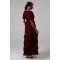 Mature Elegant V-Neckline Puff Sleeve Ruffle Tight Tie Waist  Solid Color Tiered Dress