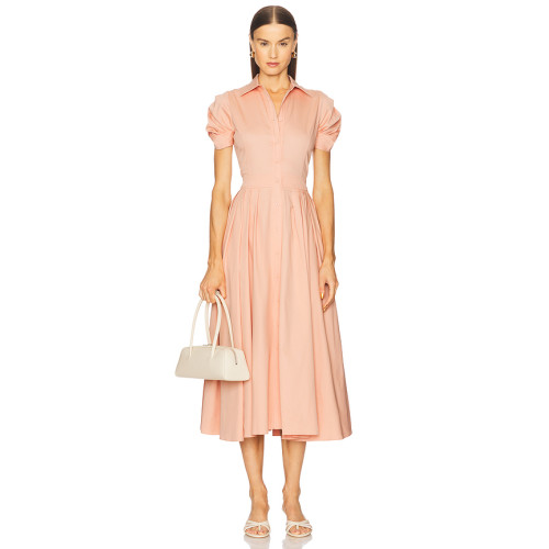 High quality Hot sale Light V neck Exquisite Casual Elegant Freedom Woman's Midi Dress