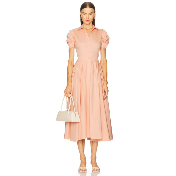 High quality Hot sale Light V neck Exquisite Casual Elegant Freedom Woman's Midi Dress