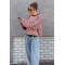 Oversized Elegant Casual Classical Round neckline Long Sleeve Stripe Woman's Blouses