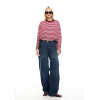 Oversized Elegant Casual Classical Round neckline Long Sleeve Stripe Woman's Blouses