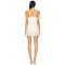 Sweet Ruffled Trim Midweight Lace Fabric Scalloped Eyelash Hem Spaghetti Strap Ruched Mesh Bust Mini Dress