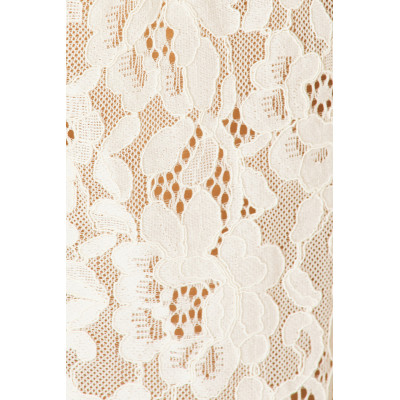 Sweet Ruffled Trim Midweight Lace Fabric Scalloped Eyelash Hem Spaghetti Strap Ruched Mesh Bust Mini Dress