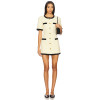 Luxurious Tweed Little Chanel Style Black Gold Color Blocking  Gold Buttons Dress
