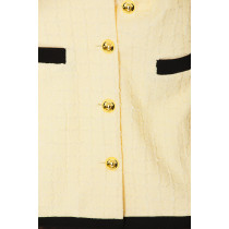 Luxurious Tweed Little Chanel Style Black Gold Color Blocking  Gold Buttons Dress