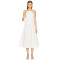 Elegant White Halter Neck Backless Scalloped Neckline Design Midi Dress