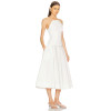 Elegant White Halter Neck Backless Scalloped Neckline Design Midi Dress