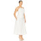 Elegant White Halter Neck Backless Scalloped Neckline Design Midi Dress