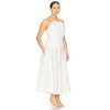 Elegant White Halter Neck Backless Scalloped Neckline Design Midi Dress