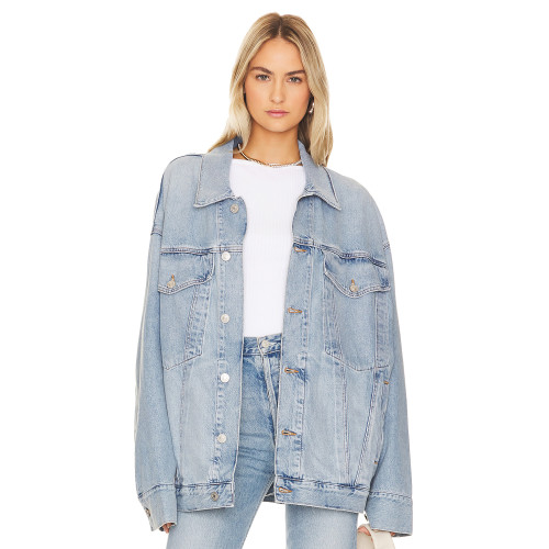 Fashionable Classic Versatile Stylish Item Oversized Light Blue Denim Jacket