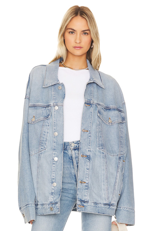 Fashionable Classic Versatile Stylish Item Oversized Light Blue Denim Jacket