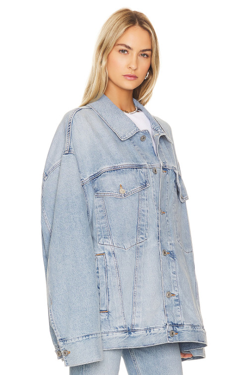 Fashionable Classic Versatile Stylish Item Oversized Light Blue Denim Jacket