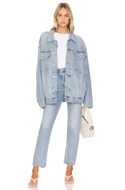 Fashionable Classic Versatile Stylish Item Oversized Light Blue Denim Jacket