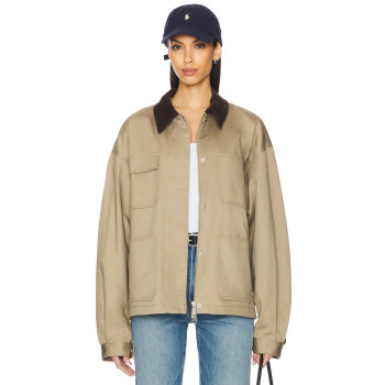 2025 Hot Sale Fashionable Customized Khaki Utility Style Twill Fabric Corduroy Collar Jacket