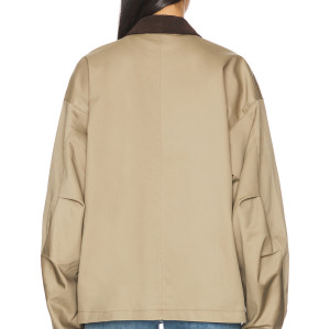 2025 Hot Sale Fashionable Customized Khaki Utility Style Twill Fabric Corduroy Collar Jacket
