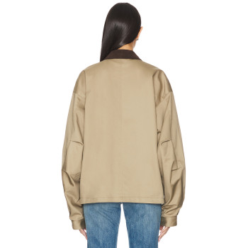 2025 Hot Sale Fashionable Customized Khaki Utility Style Twill Fabric Corduroy Collar Jacket