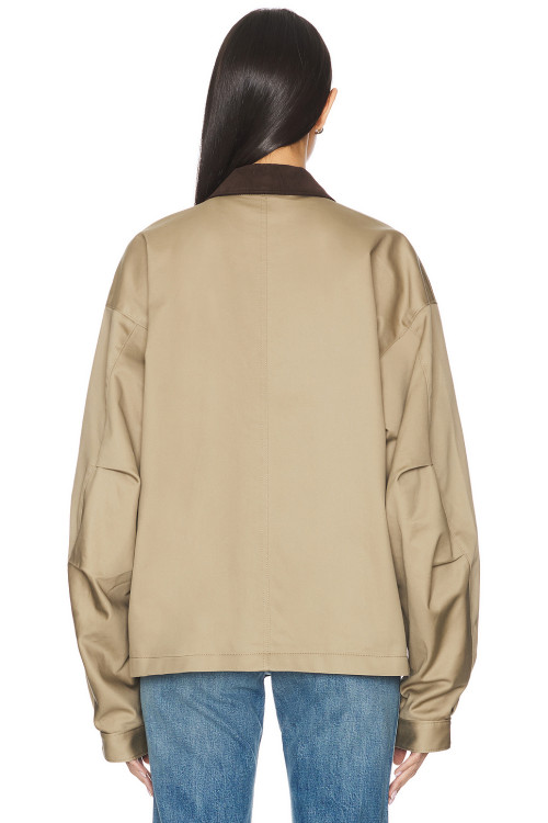2025 Hot Sale Fashionable Customized Khaki Utility Style Twill Fabric Corduroy Collar Jacket