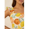 Fashion Sweat Square Neckline Camisole Smocked Straps Smocked Back Fruit Print Casual Tops