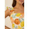 Fashion Sweat Square Neckline Camisole Smocked Straps Smocked Back Fruit Print Casual Tops
