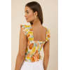 Fashion Sweat Square Neckline Camisole Smocked Straps Smocked Back Fruit Print Casual Tops