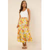Fashion Sweat Smocked Waistband Smocked Waistband High Waist Fruit Print Casual Tiered Skirt