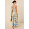 Elegant V-Neckline Camisole Spaghetti Straps Self-Tie Belted Waist Icon Print Striped Trim Dress