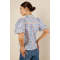 Sample Elegant Spread Collar V-Neckline Short Puff Sleeve Check Print With Cherries Casual Tops