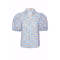 Sample Elegant Spread Collar V-Neckline Short Puff Sleeve Check Print With Cherries Casual Tops