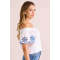 Sample Off Shoulder Smocked At Neckline Embroidered Floral Solid Color Casual Tops