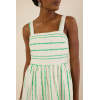 Daily Sample Square Neckline Camisole Allover Abstract Stripes Smocked Back Casual Dress