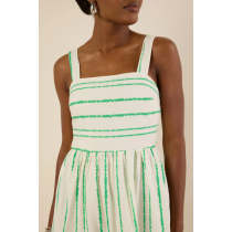 Daily Sample Square Neckline Camisole Allover Abstract Stripes Smocked Back Casual Dress