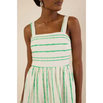 Daily Sample Square Neckline Camisole Allover Abstract Stripes Smocked Back Casual Dress