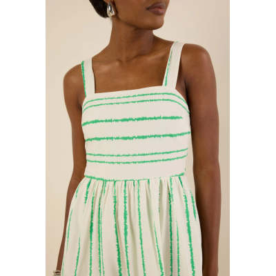 Daily Sample Square Neckline Camisole Allover Abstract Stripes Smocked Back Casual Dress