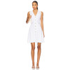 Elegant Simple Sleeveless White Knitted V Neck Gold Buttons Dress