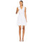 Elegant Simple Sleeveless White Knitted V Neck Gold Buttons Dress