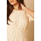 Elegant Round Neckline Puff Sleeve Smocked Front Tight Waist Solid Color Casual Dress