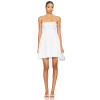 Sweet Back Exposing Tie Up Fresh Floral Embroidered White Short Halter Dress