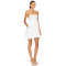 Sweet Back Exposing Tie Up Fresh Floral Embroidered White Short Halter Dress