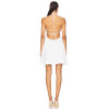 Sweet Back Exposing Tie Up Fresh Floral Embroidered White Short Halter Dress