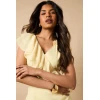 Elegant V-Neckline Cascading Ruffle Tight Waist Solid Color Casual Tiered Dress