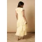 Elegant V-Neckline Cascading Ruffle Tight Waist Solid Color Casual Tiered Dress