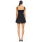 Hot Sale Fashionbale Black Tie Up Square Neck Button Detailing Fitted Puff Mini Dress